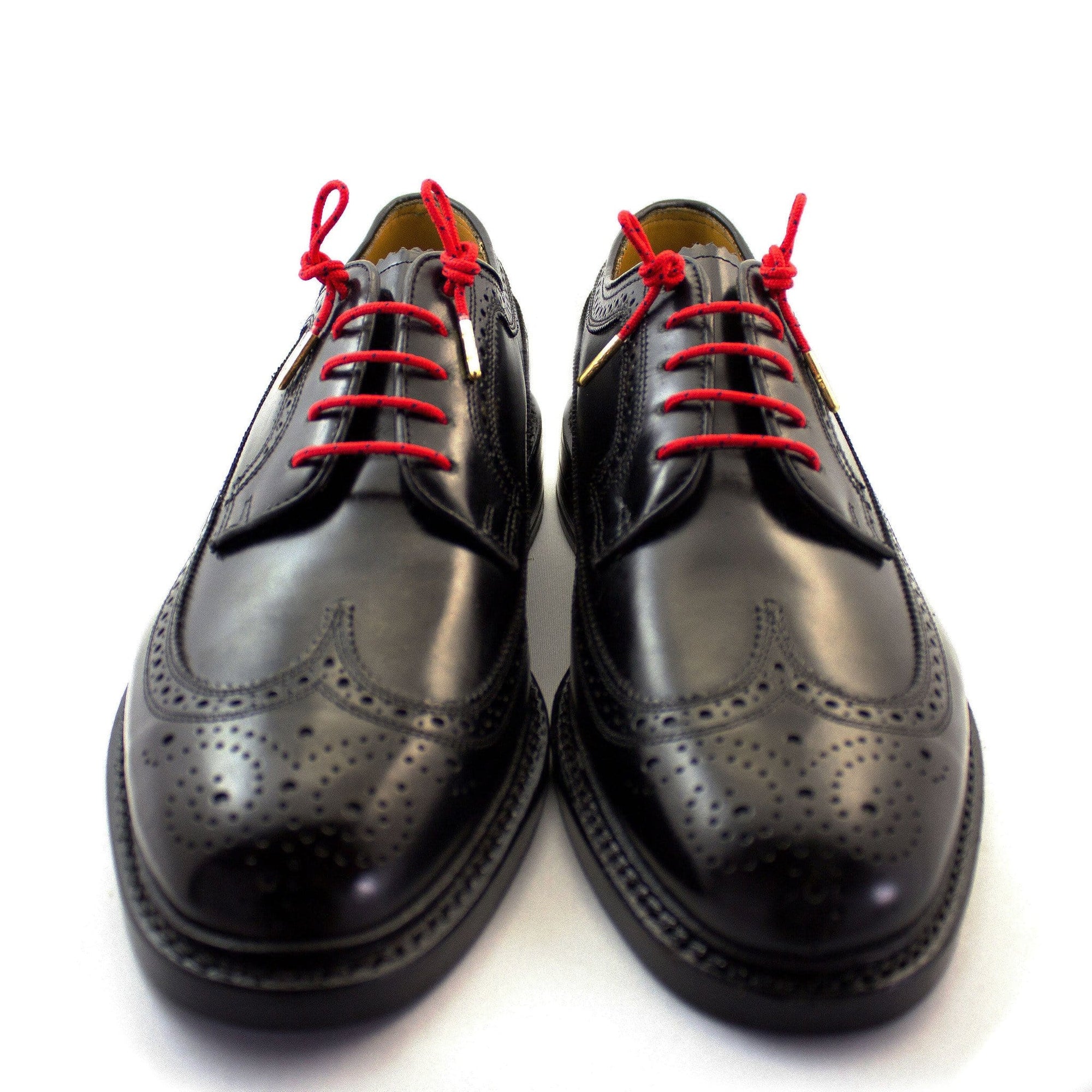 Red and black dots laces for dress shoes, Length: 32"/81cm-Stolen Riches