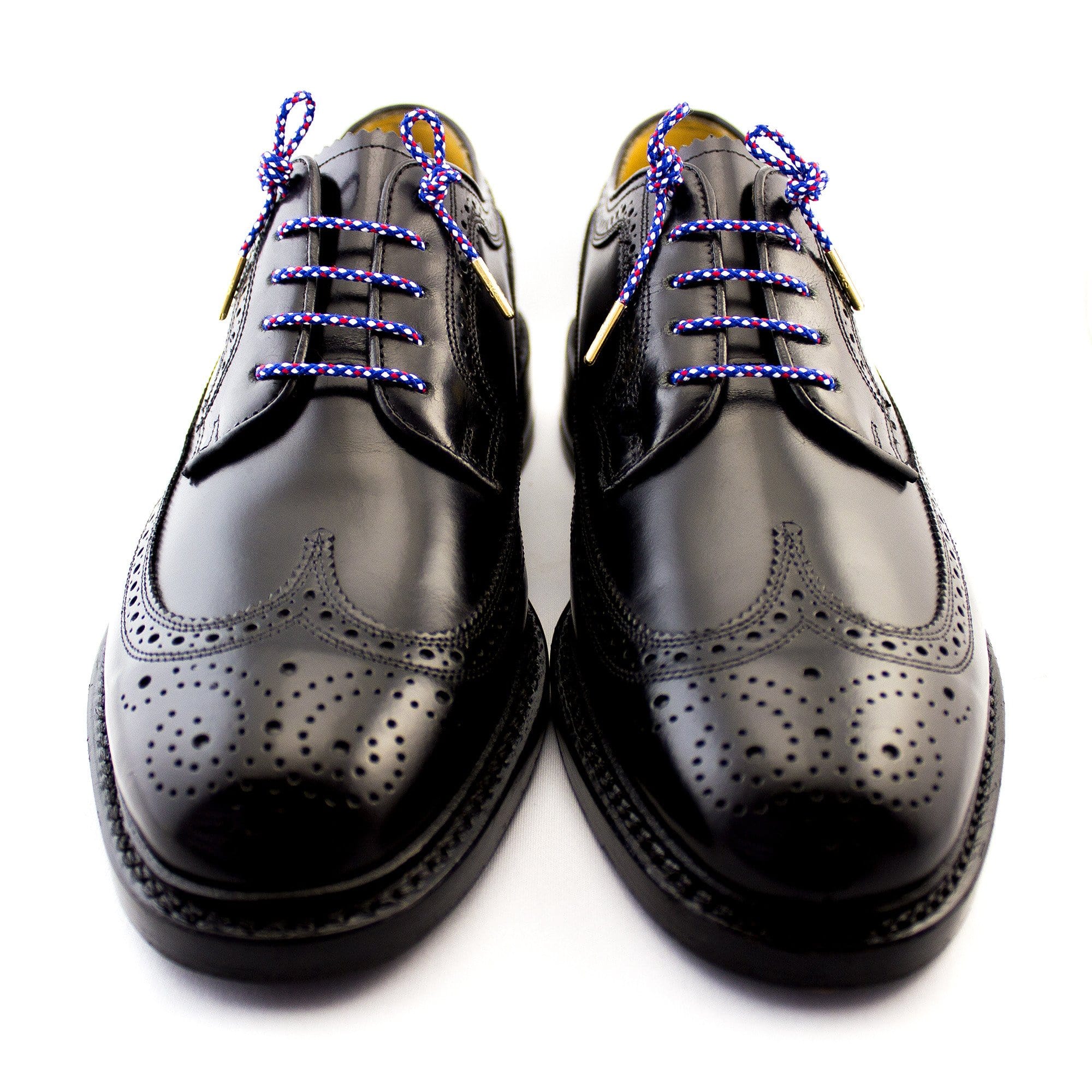 Blue, red and white laces for dress shoes, Length: 27"/69cm-Stolen Riches