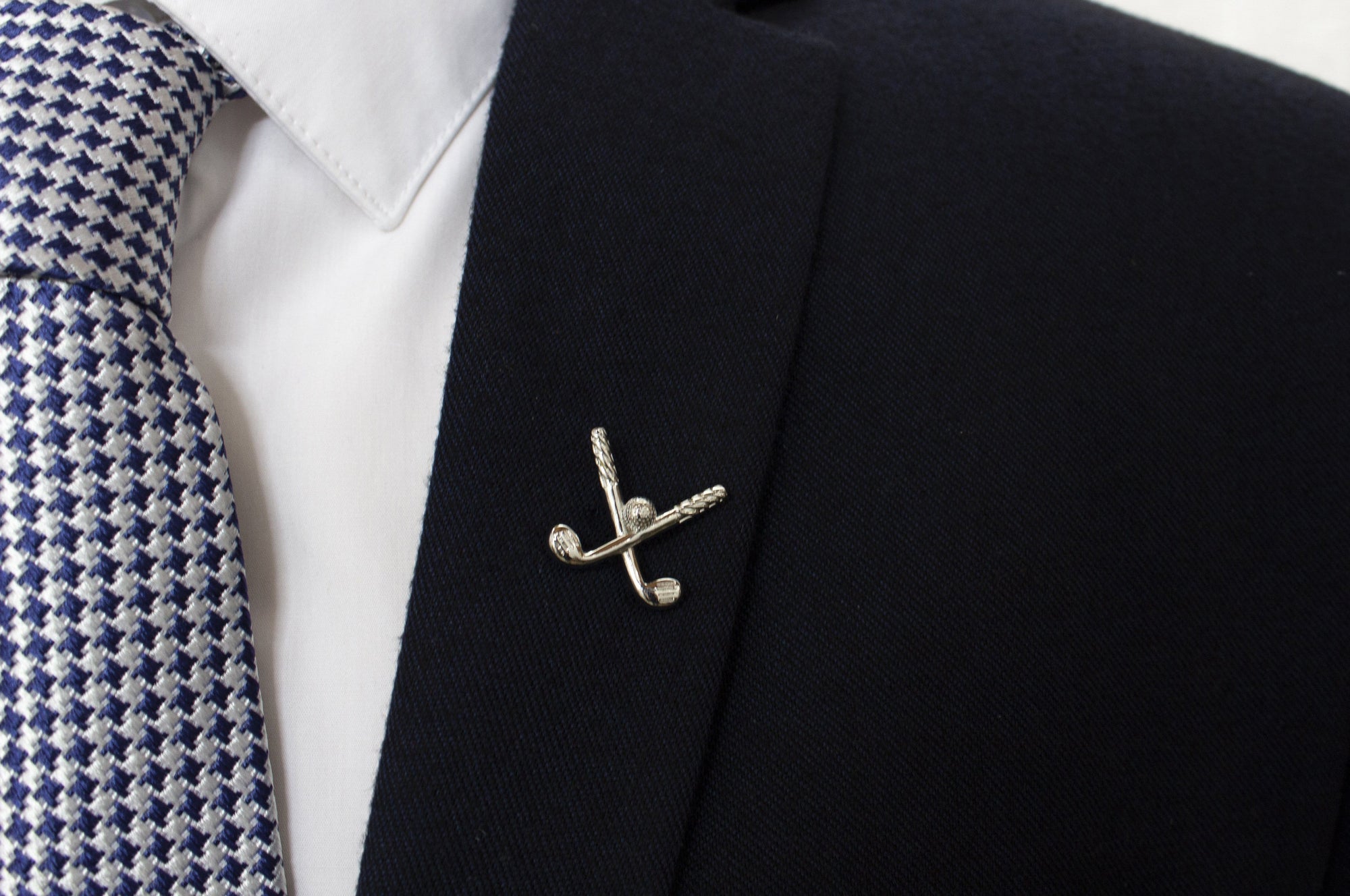 Golf Clubs Lapel Pin on blazer - Stolen Riches