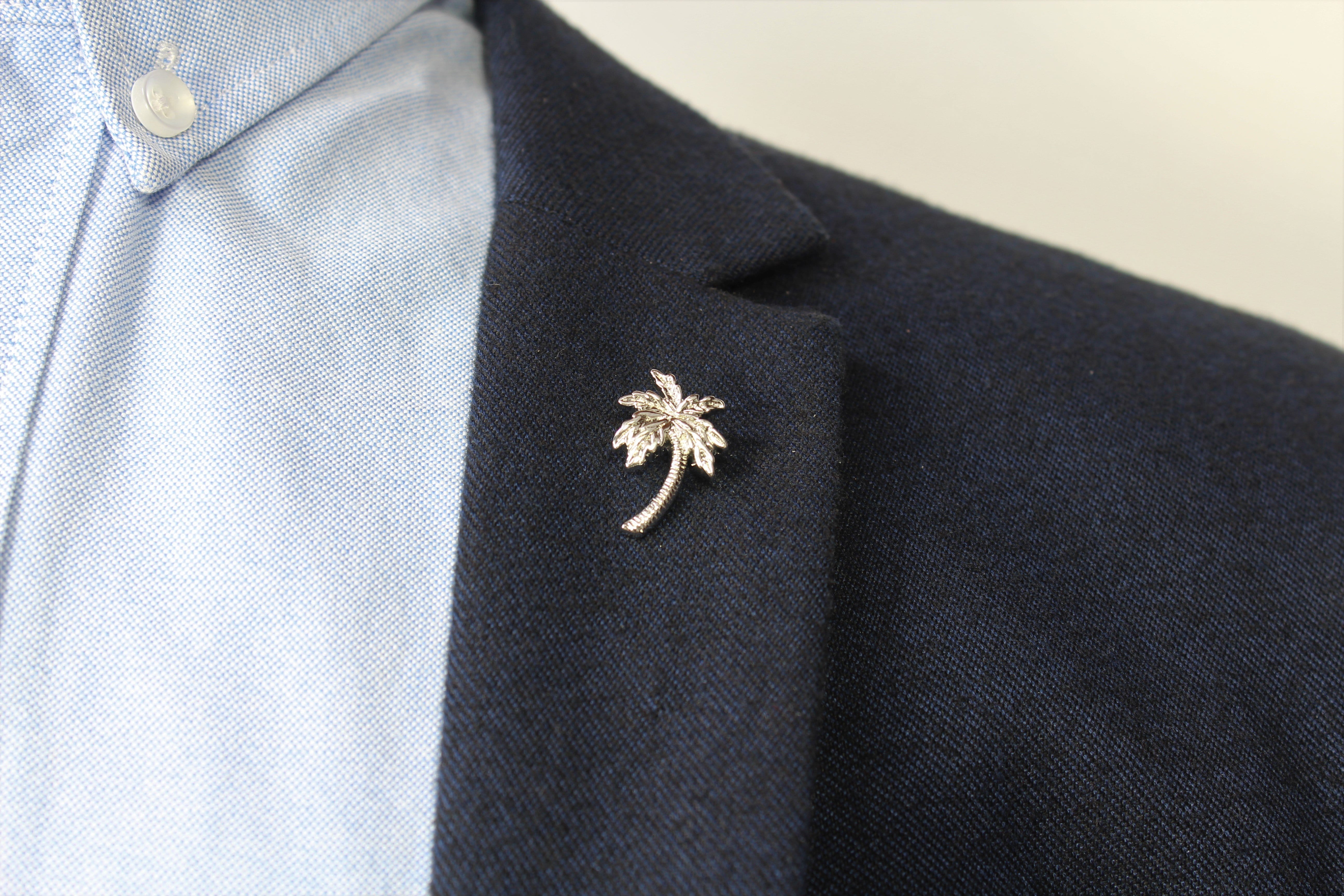 Palm Tree Lapel Pin on blazer - Stolen Riches