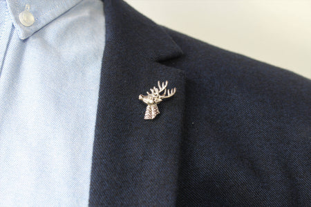 Stag Head Lapel Pin on blazer - Stolen Riches