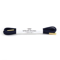 Navy blue laces for dress shoes, Length: 27"/69cm-Stolen Riches