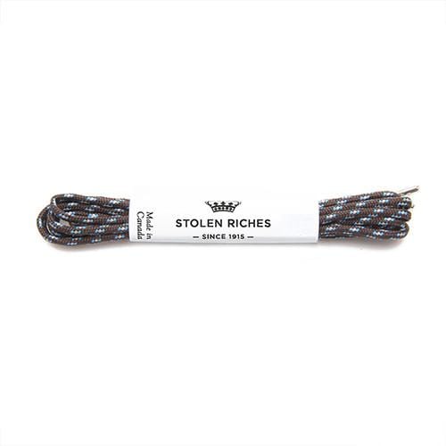 Brown with Blue Pattern Color Dress Shoe Lace, Shoe String Metal Tips