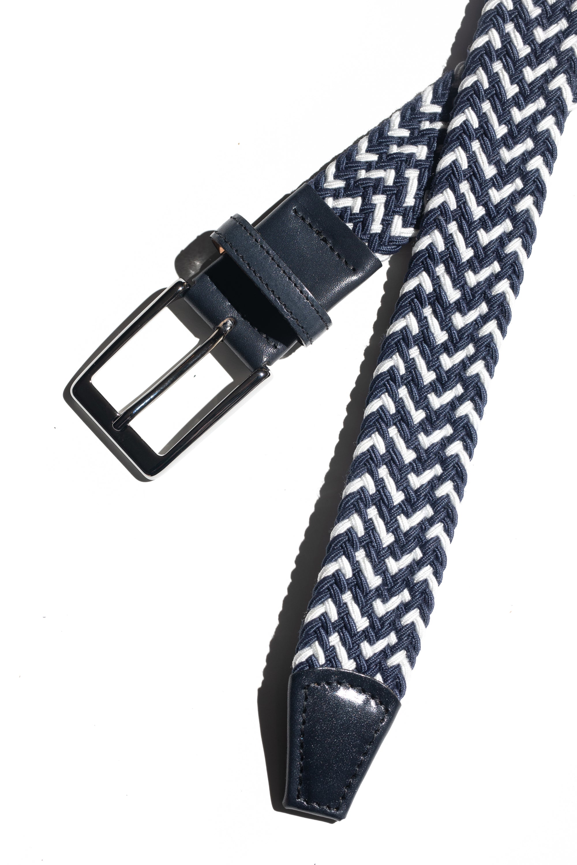 Multi Navy and White - Woven Stretch Belt