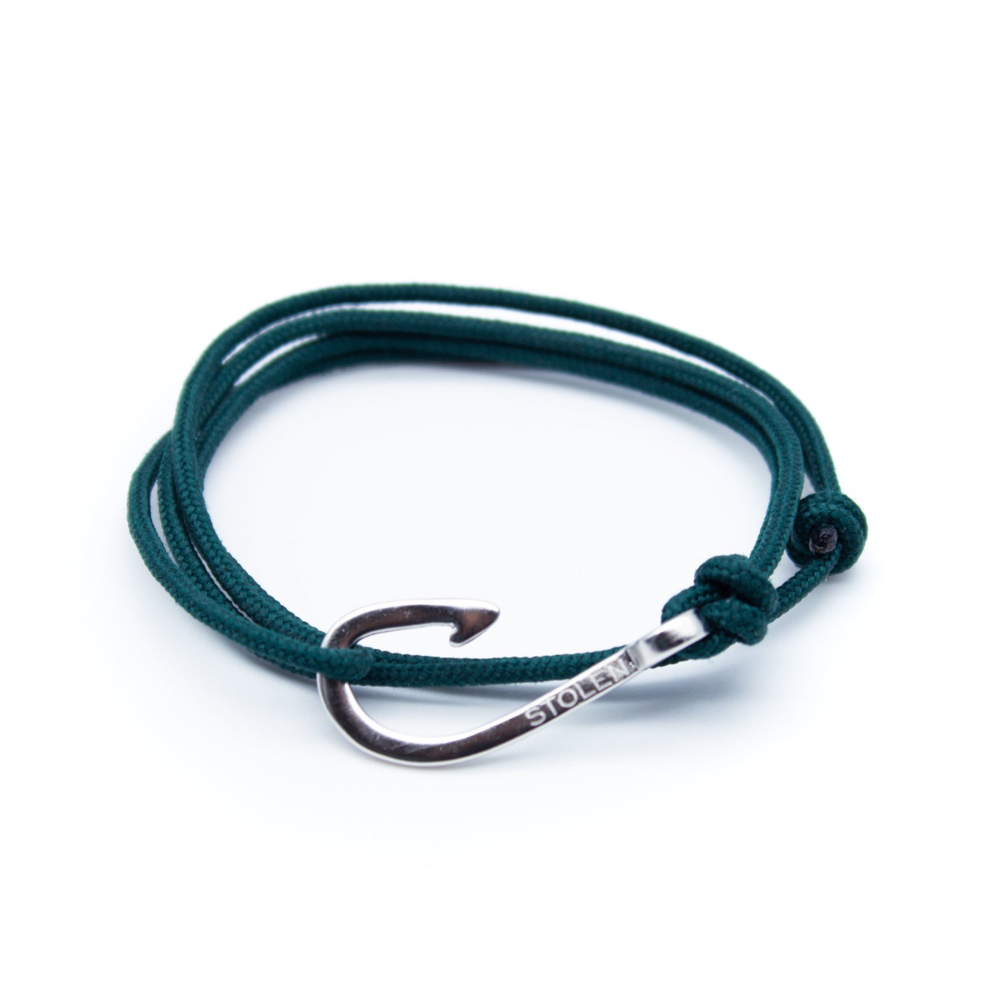 Dark Green Men's Bracelet With Silver Hook - Stolen Riches