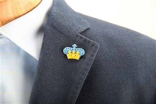 Crown Lapel Pin - Bishop Blue with Huckleberry Yellow - Stolen Riches