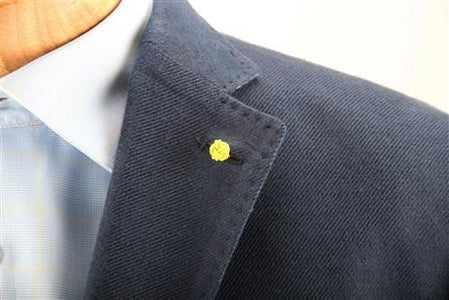 Crown Lapel Pin - Mission Blue with Huckleberry Yellow - Stolen Riches