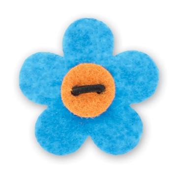 Flower Lapel Pin - Dickie Blue with Tiqui Orange - Stolen Riches