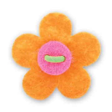 Flower Lapel Pin - Happiest Orange with Poona Pink - Stolen Riches